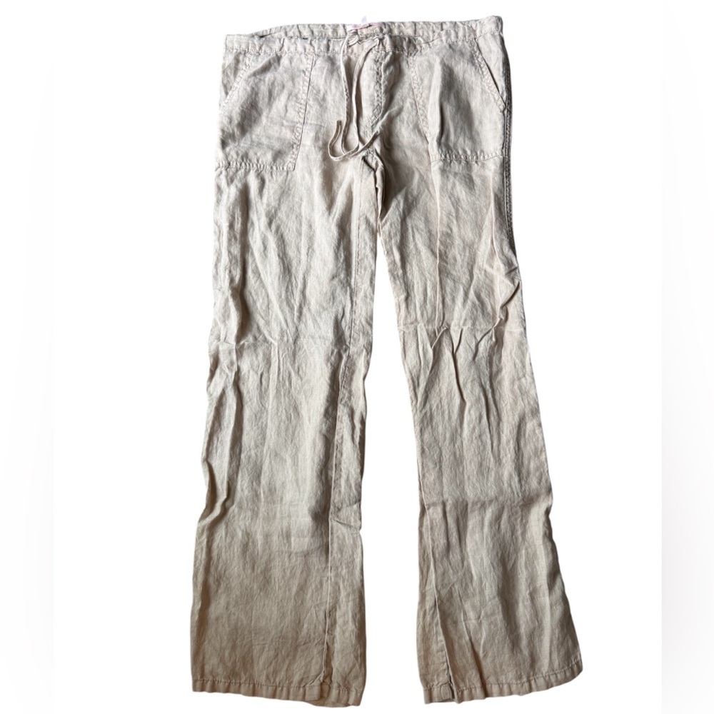 Victoria's Secret Low Waisted, Beige Linen Pants - Picture 2 of 4